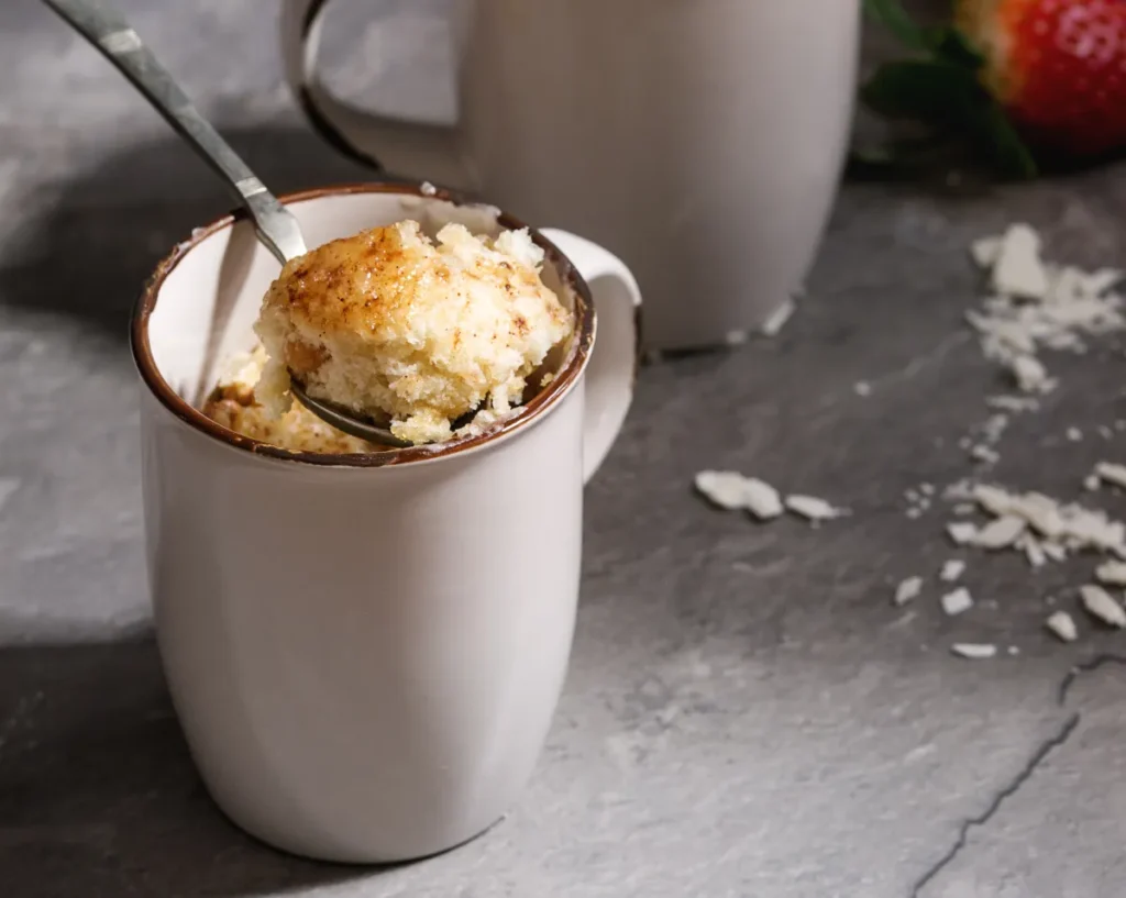 Mug cakes au chocolat blanc et à la vanille